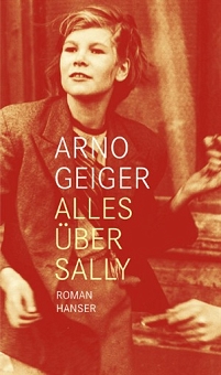 buchcover alles ueber sally junge frau schaut neugierg - duplexfarbe - rot orange